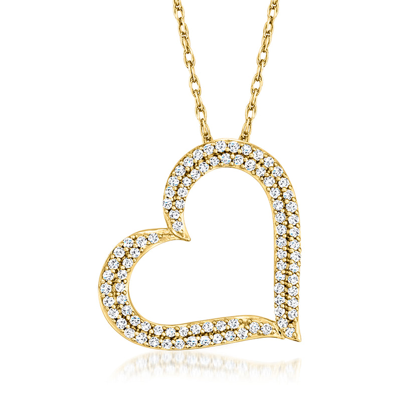 Diamond heart pendant necklace in gold over sterling