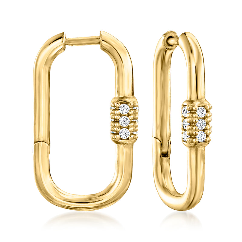 18kt gold over sterling hinged hoop earrings with CZ crystal cluster