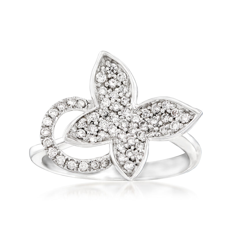 Diamond butterfly ring in 18kt white gold