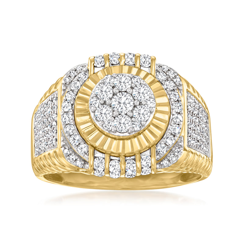 Men's diamond circle ring in 14kt yellow gold