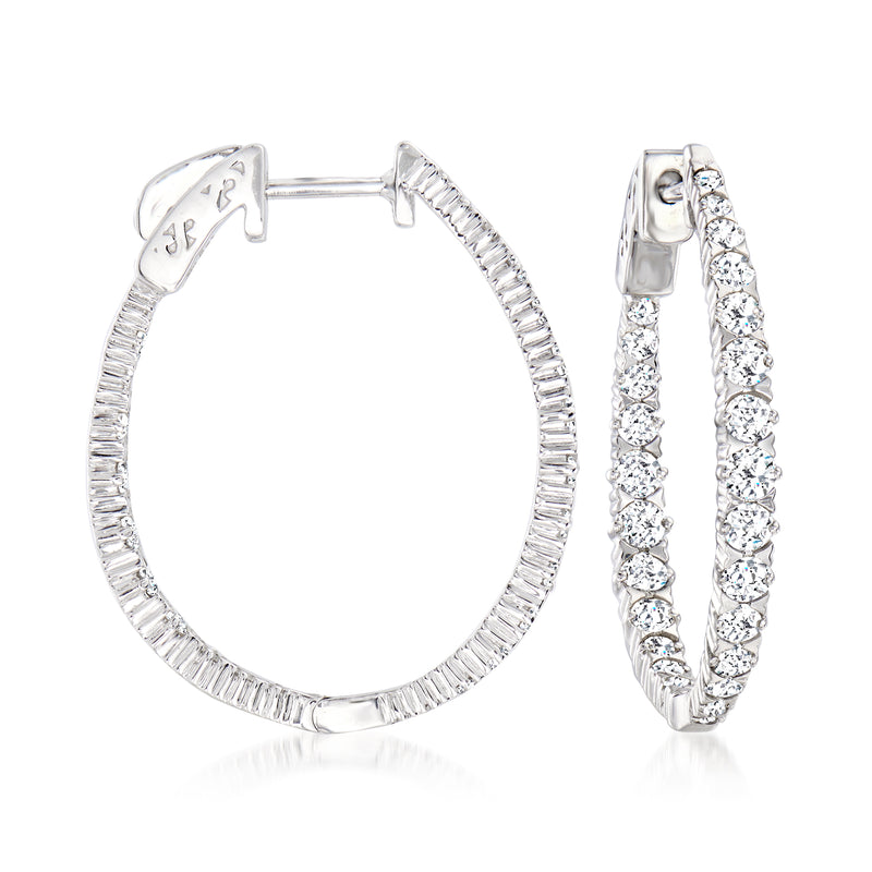 Diamond inside-outside hoop earrings in 14kt white gold