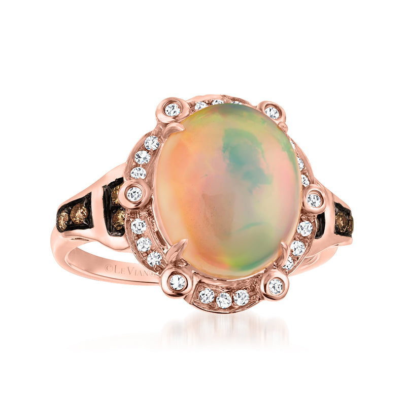 Le Vian opal ring with diamond halo in rose gold