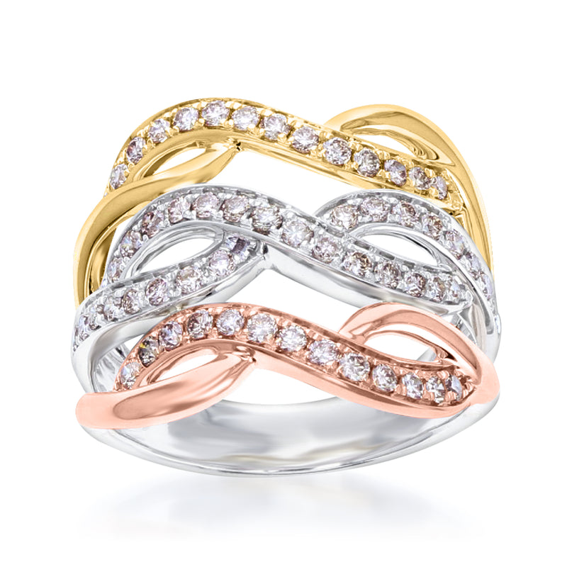 Le Vian Creme Brulee multi-row nude diamond ring in tri-color gold