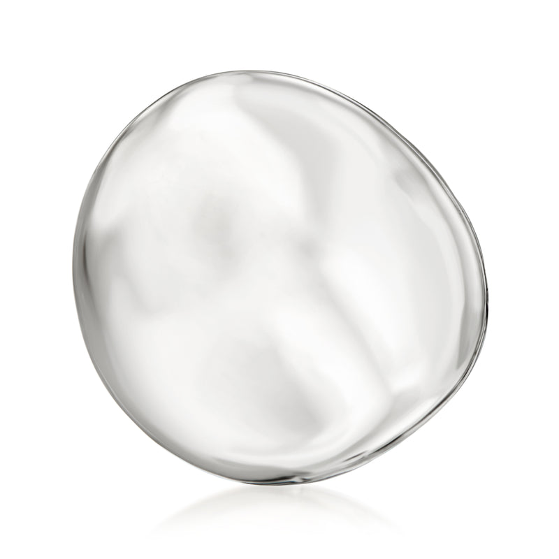 Sterling silver concave oval ring with polished domed surface
