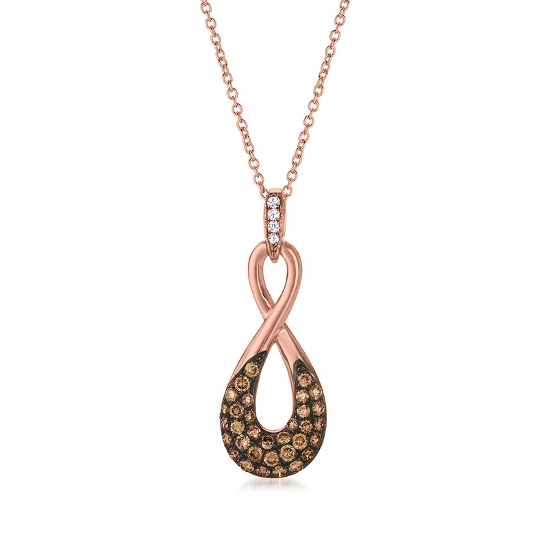 Le Vian infinity pendant necklace with chocolate and vanilla diamonds in rose gold
