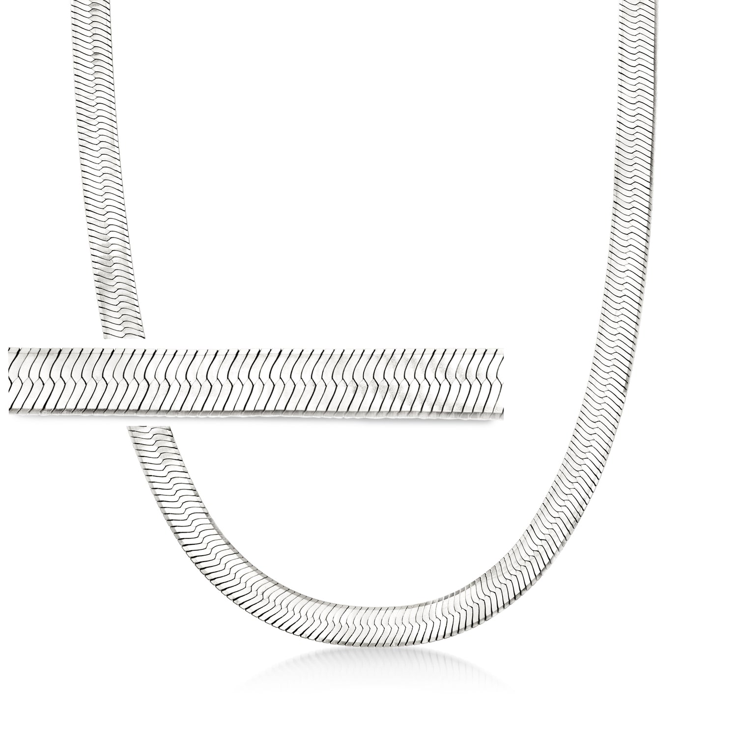 Italian 8mm Sterling Silver Herringbone Necklace