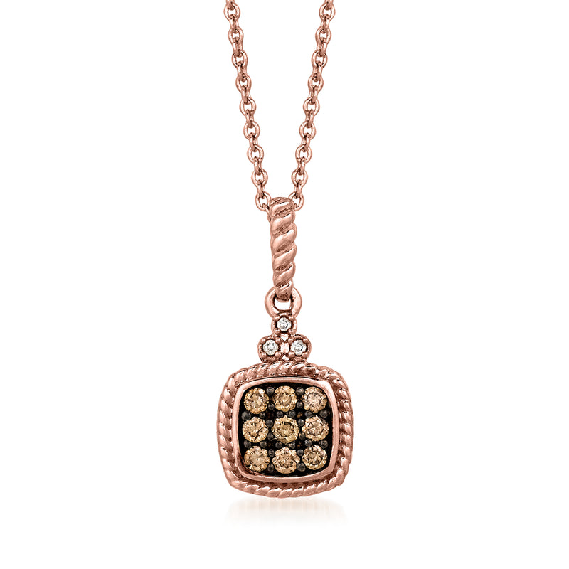 Le Vian strawberry gold square pendant necklace with multicolored diamonds