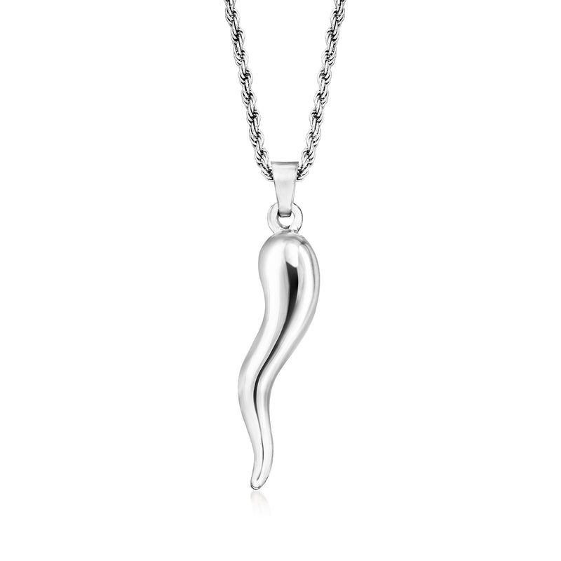Sterling silver horn pendant on chain necklace