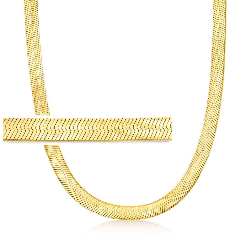 Gold over sterling herringbone necklace chain, 8mm links, flat profile