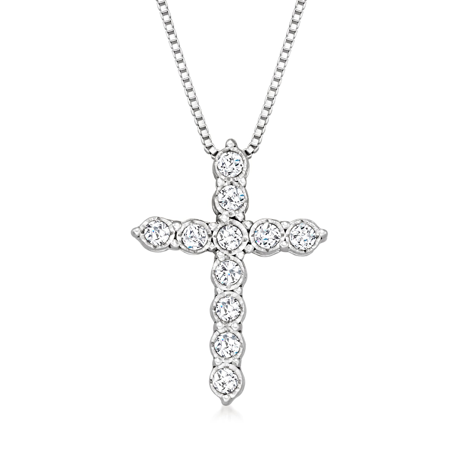 .25 ct. t.w. Diamond Cross Pendant Necklace in Sterling Silver