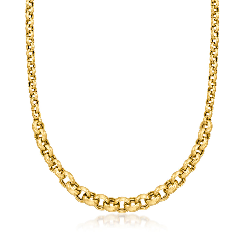 18kt gold over sterling rolo-link necklace with polished chain links