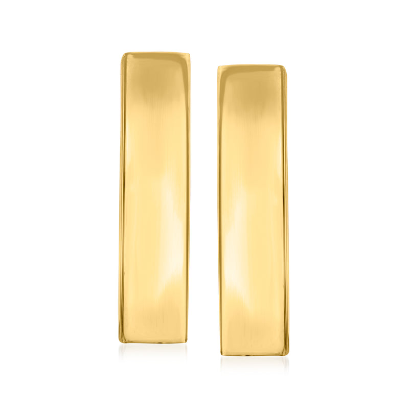 14kt yellow gold linear bar drop earrings, rectangular bars