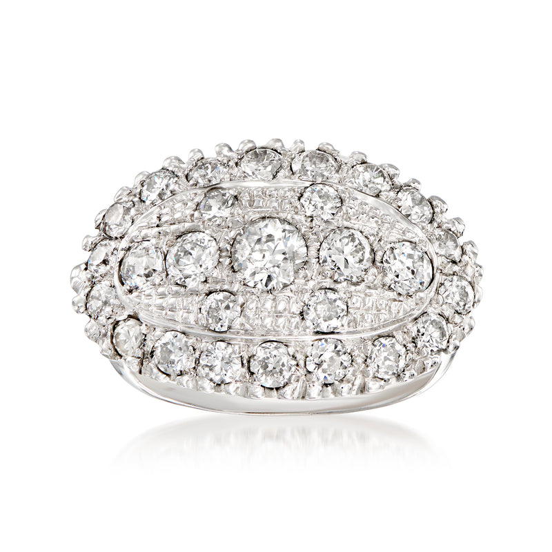 Vintage diamond cluster cocktail ring in 14kt white gold