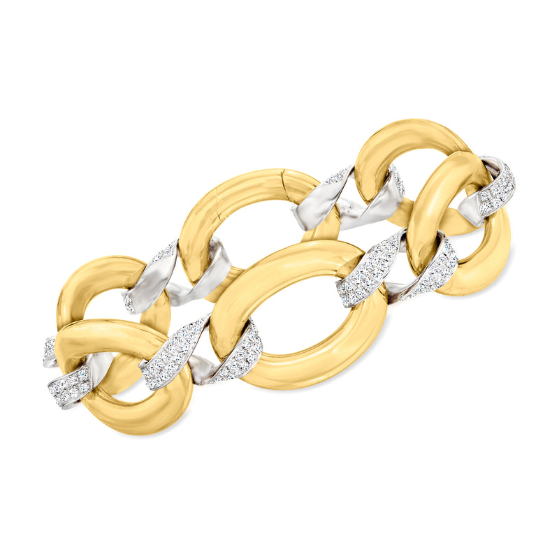 Vintage two-tone gold oval-link diamond bracelet