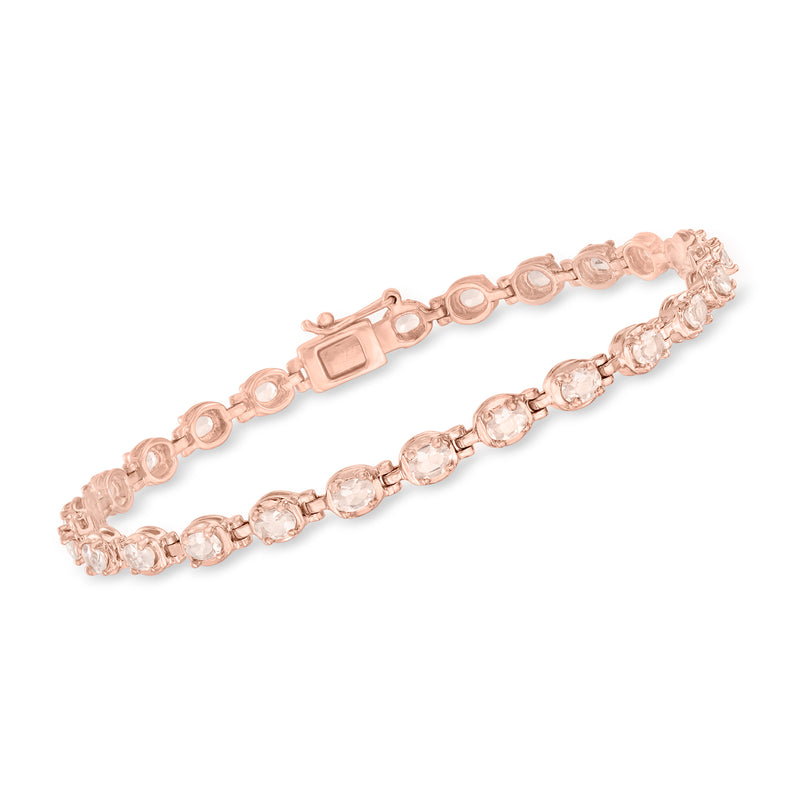 Rose gold morganite tennis bracelet with oval stone links