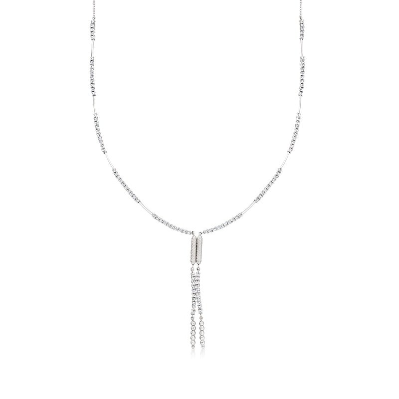 Vintage diamond tassel necklace in 18kt white gold with Y-drop chain