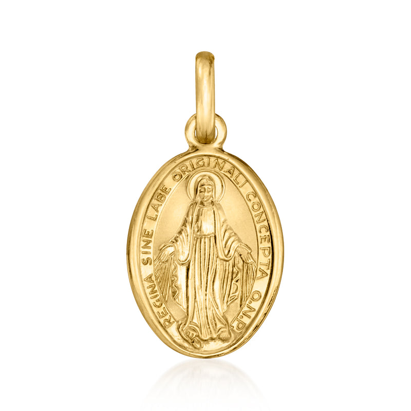 18kt yellow gold Miraculous Medal pendant with Virgin Mary relief