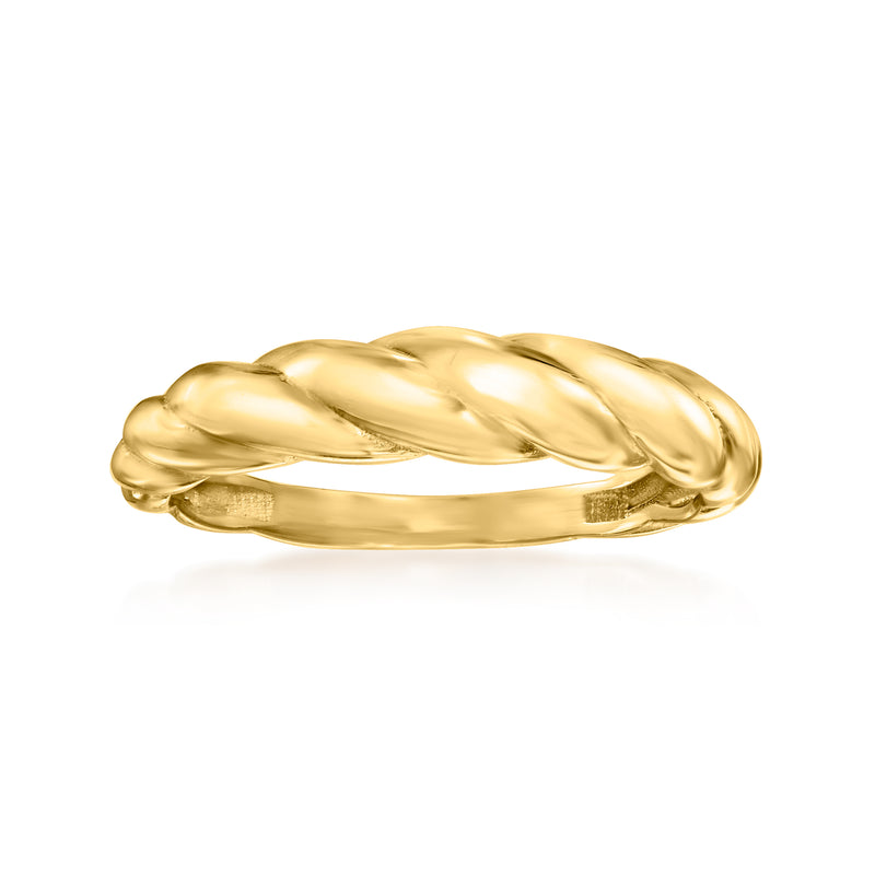14kt yellow gold shrimp-shaped ring with twisted band