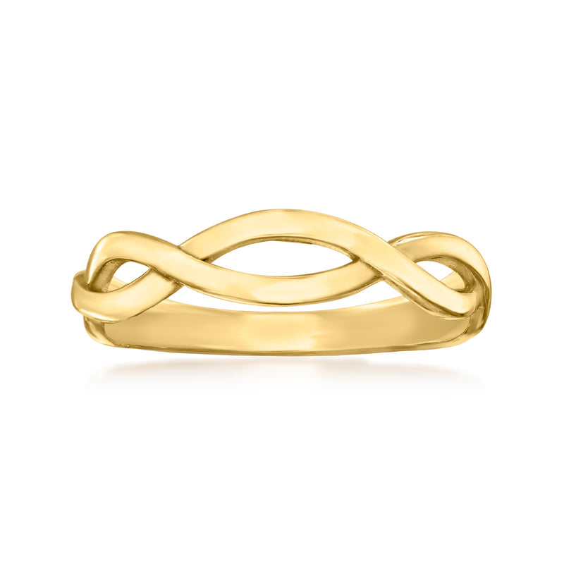 14kt yellow gold twisted band ring, polished smooth links