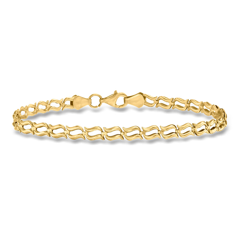 10kt yellow gold wavy-link bracelet with clasp, polished wavy links