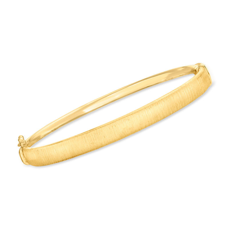 18kt gold over sterling bangle bracelet with brushed texture and polished edges