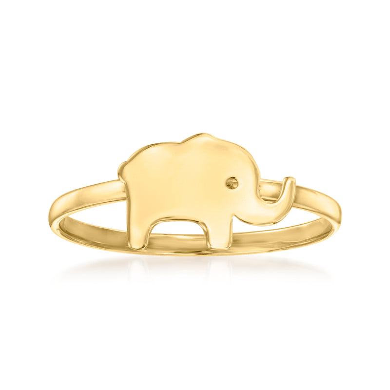 10kt yellow gold elephant ring with small round eye detail