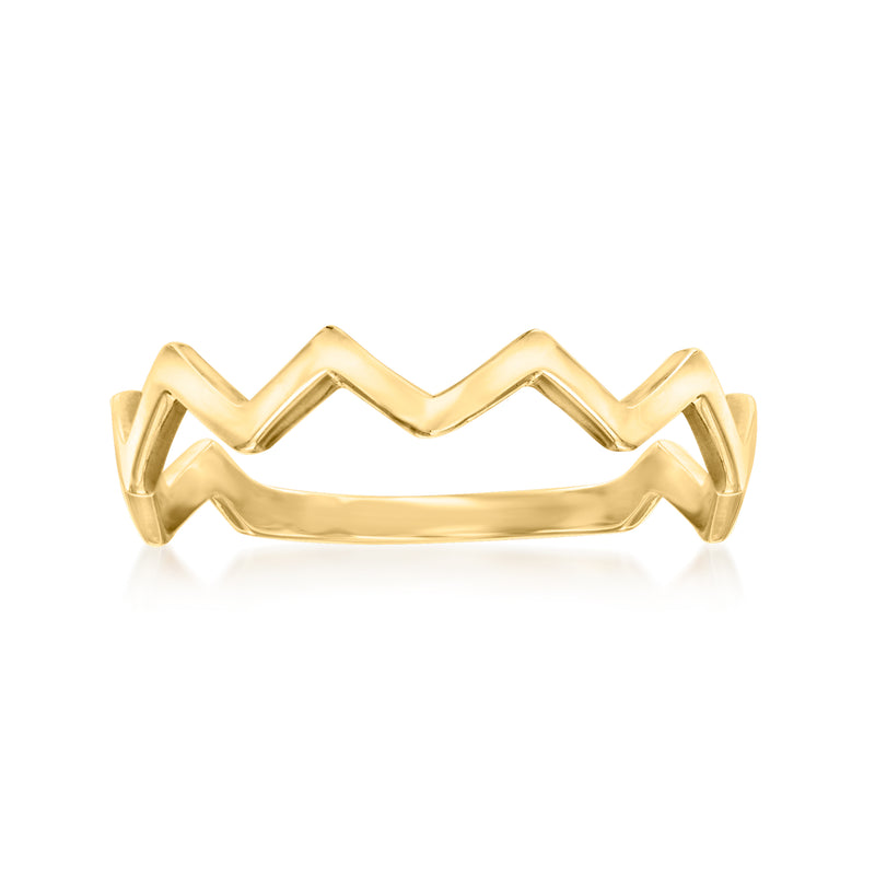 10kt yellow gold zigzag band ring with chevron waves