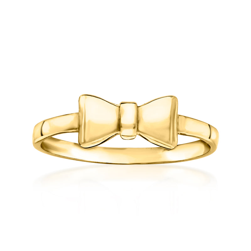 10kt yellow gold bow tie ring with polished bow centerpiece