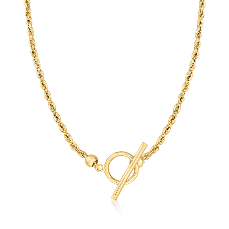 Gold rope-chain toggle necklace with heart-shaped clasp, 10kt yellow gold