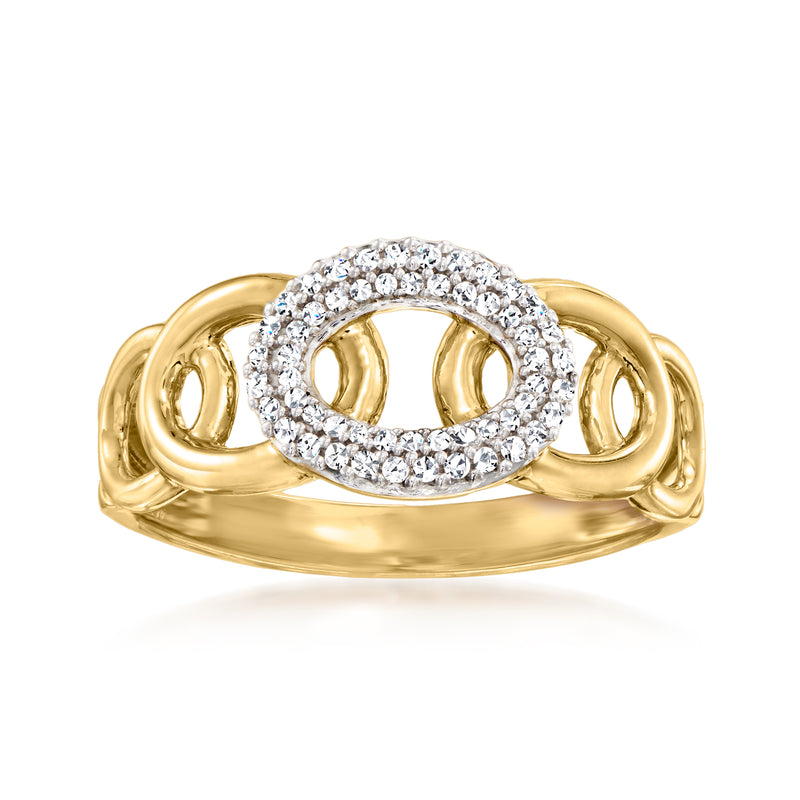 10kt yellow gold diamond oval-link ring