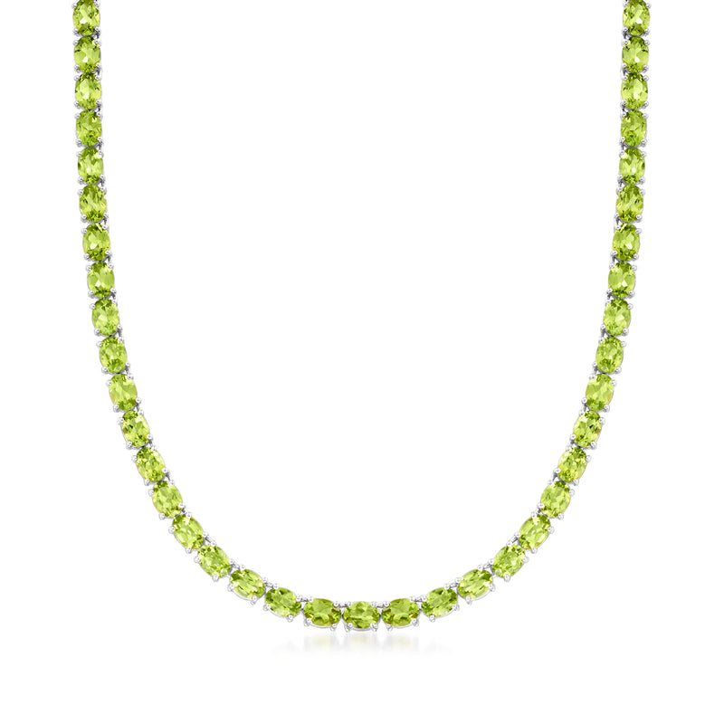 45.00 ct. t.w. Peridot Tennis Necklace in Sterling Silver