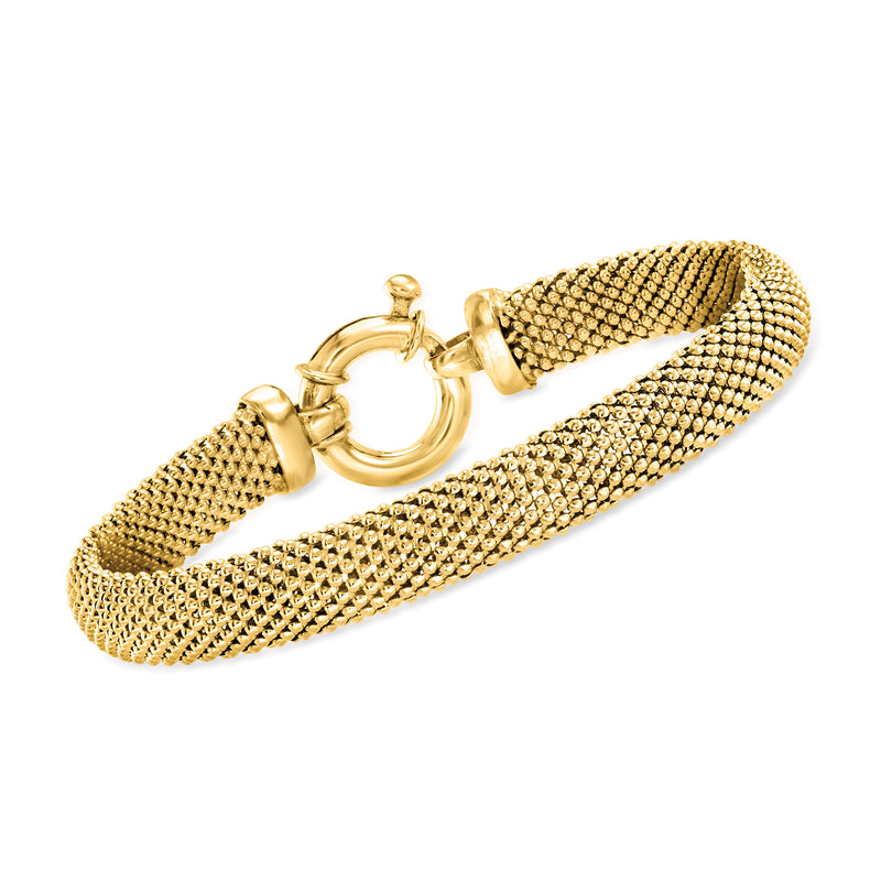 18kt gold over sterling popcorn-chain bracelet with hinged hoop clasp