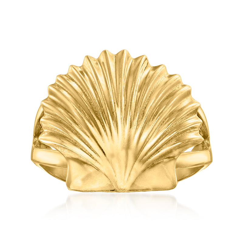 18kt gold over sterling seashell ring with ridged shell design