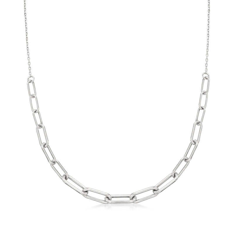 Sterling silver paper clip link chain necklace with graduated oval links