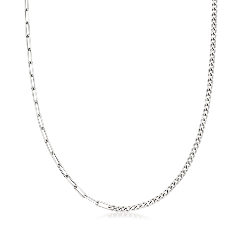 Sterling silver curb-link chain necklace with interlocking links