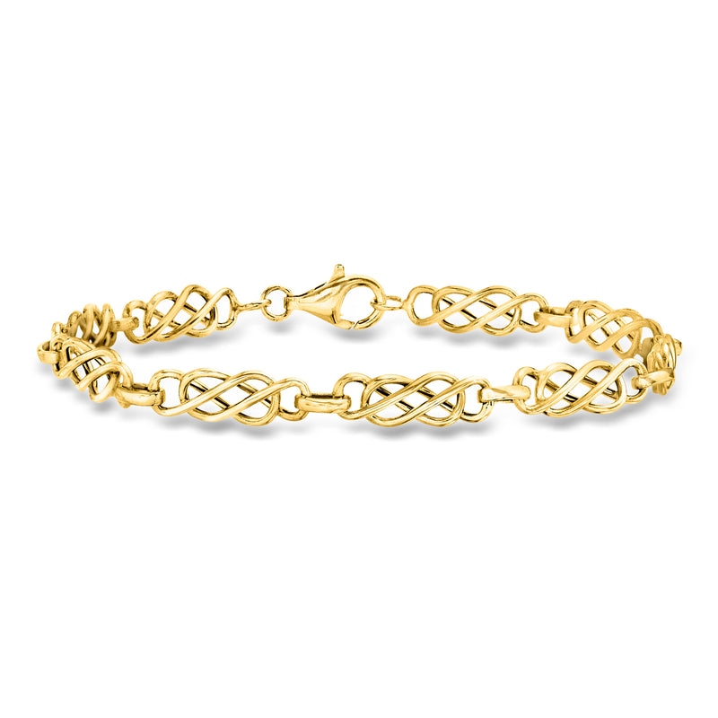 14kt yellow gold double-infinity link bracelet with chain clasp