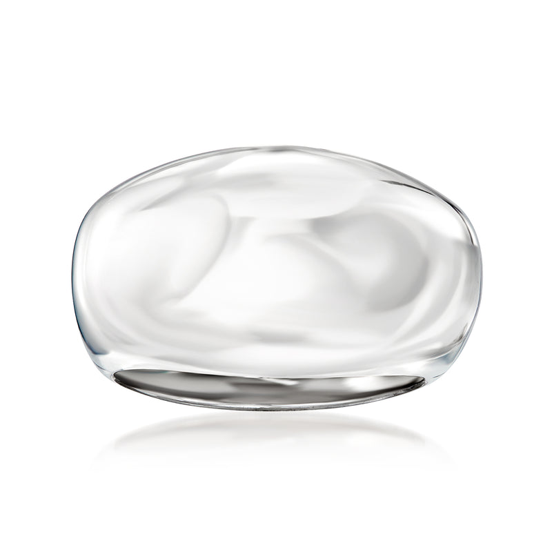 Sterling silver rectangular dome ring with smooth polished oval top