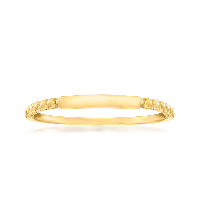 14kt yellow gold beaded ring, slim band with raised bead texture
