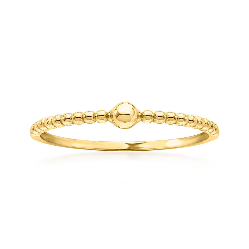 14kt yellow gold beaded ring with rounded ball centerpiece