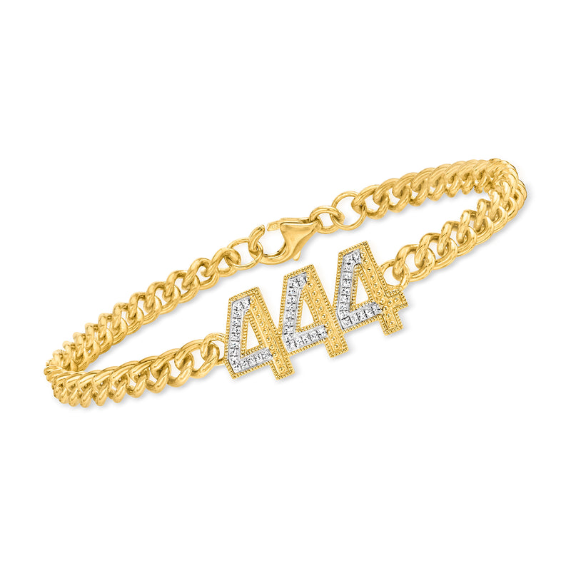 Gold-toned chain bracelet with diamond 444 number charm