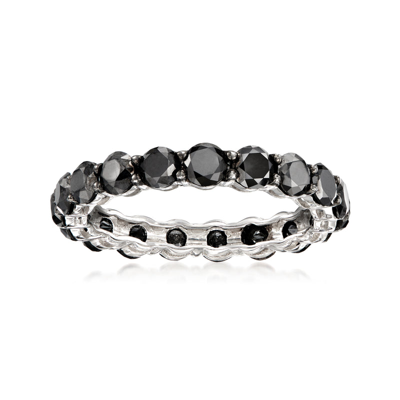 Black diamond eternity band in 14kt white gold with dark round stones