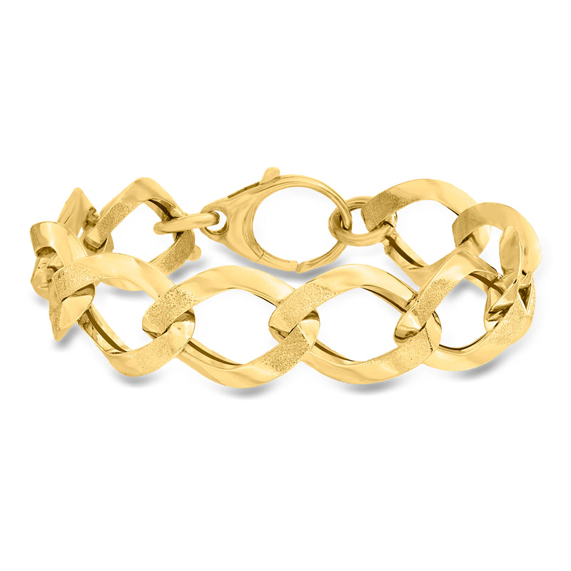 14kt yellow gold oval-link bracelet with interlocking polished links