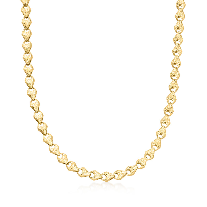 14kt yellow gold diamond-cut link necklace with small faceted links