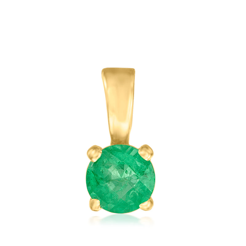 14kt yellow gold emerald pendant with four-prong green gemstone