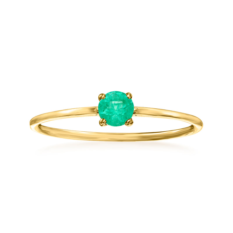 14kt yellow gold ring with prong-set emerald-green gemstone centerpiece