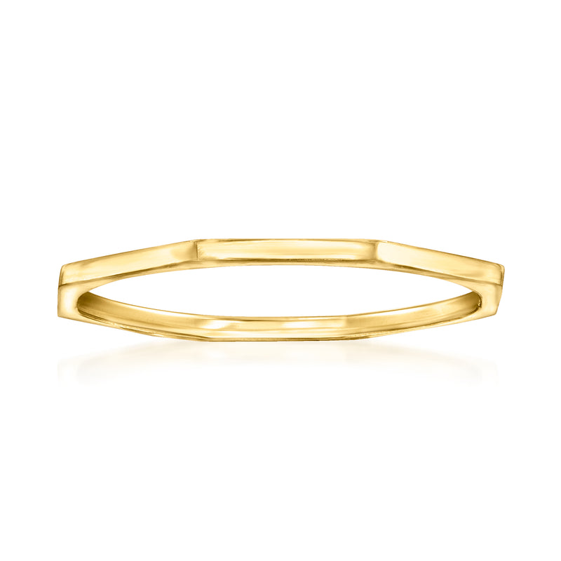 Italian 14kt yellow gold geometric ring with oval openwork bezel