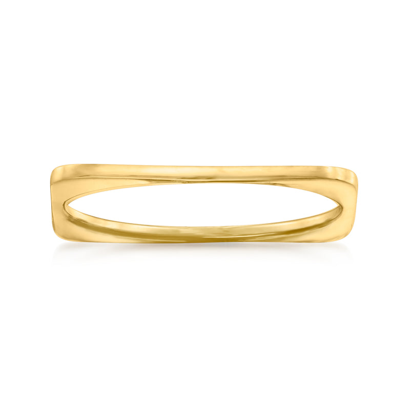 14kt yellow gold square-profile ring band, smooth polished finish