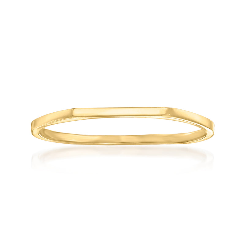 14kt yellow gold flat-top ring band, smooth polished exterior