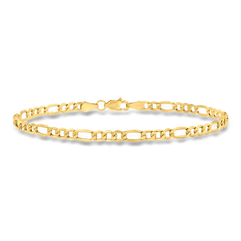 14kt yellow gold figaro-link bracelet with polished chain links