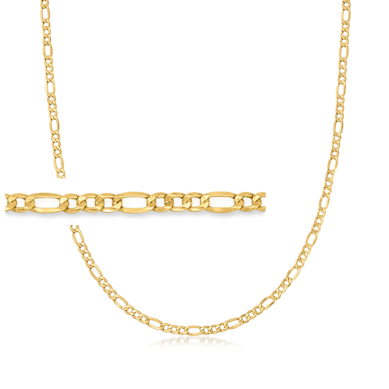 Yellow gold figaro-link necklace with oval curb links